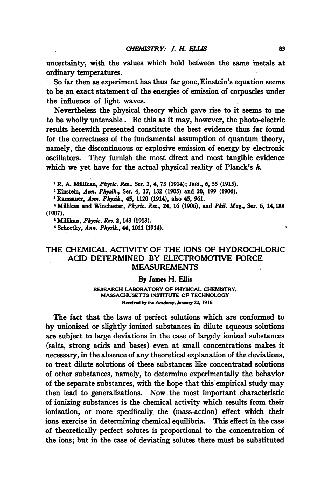 The Chemical Activity of the Ions of Hydrochloric Acid Determined by Electromotive Force Measurements