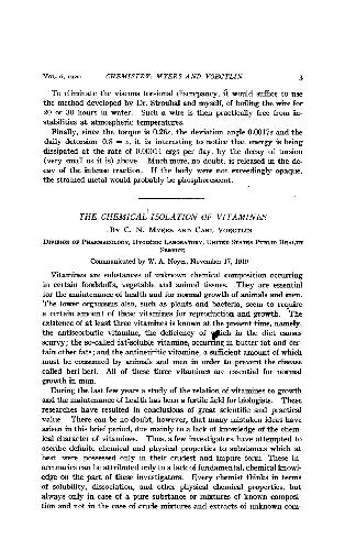 The Chemical Isolation of Vitamines