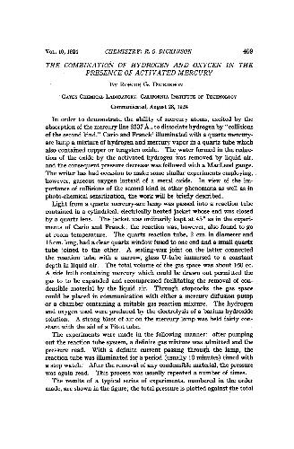 The Combination of Hydrogen and Oxygen in the Presence of Activated Mercury