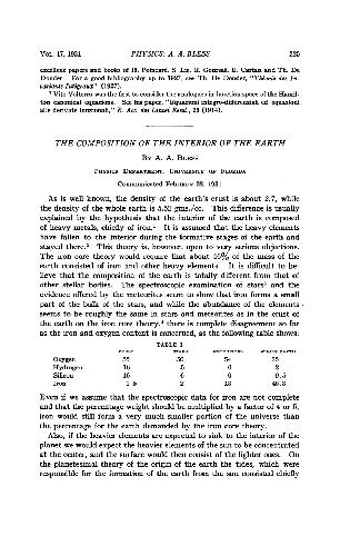 The Composition of the Interior of the Earth