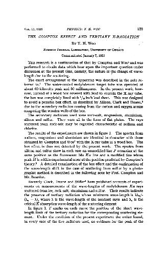 The Compton Effect and Tertiary X-Radiation