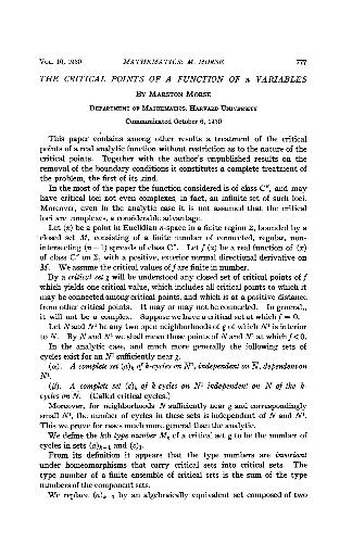 The critical points of a function of n variables