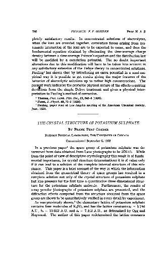 The Crystal Structure of Potassium Sulphate