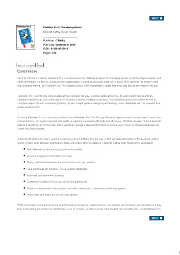 FileMaker Pro 8: The Missing Manual