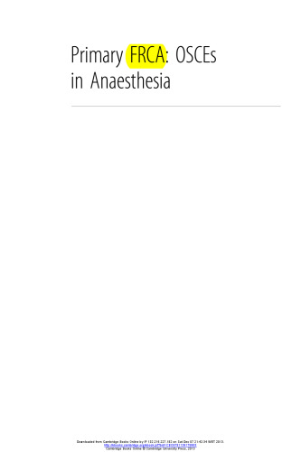 Primary FRCA: OSCEs in Anaesthesia