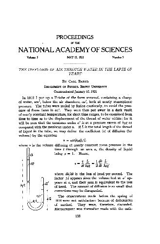 The Diffusion of Air through Water in the Lapse of Years