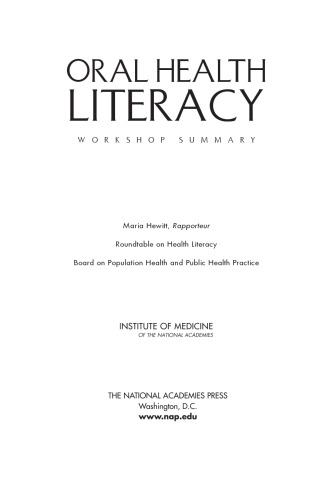 Oral health literacy : workshop summary