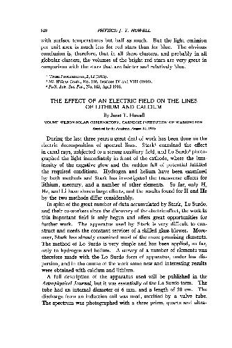 The Effect of an Electric Field on the Lines of Lithium and Calcium