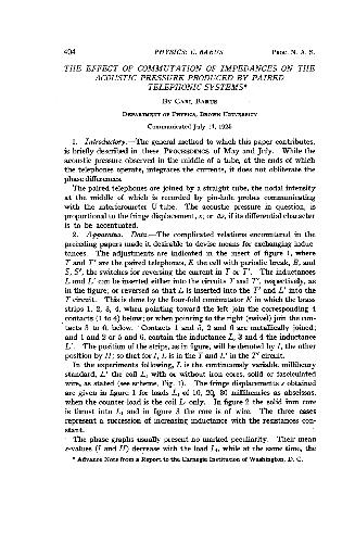The Effect of Commutation of Impedances on the Acoustic Pressure Produced by Paired Telephonic Systems