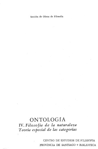 Ontología. Filosofía de la naturaleza. Teoría especial de las categorías. Categorías dimensionales. Categorías cosmológicas