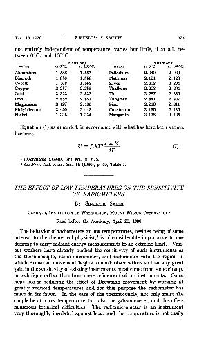 The effect of low temperatures of the sensitivity of radiometers