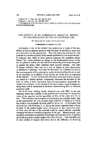 [Article] The Effects of an Homologous Series of Amines on the Mobilities of Ions in Hydrogen Gas