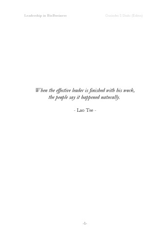 Leadership in BioBusiness