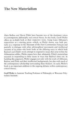 The New Materialism: Althusser, Badiou, and Zizek