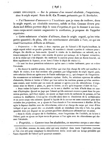 Sur la présence d'un nouvel alcaloide, l'ergotinine