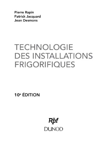 Technologie des installations frigorifiques
