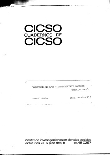 Conciencia de clase y enfrentamientos sociales: Argentina 1969