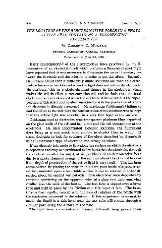 The Location of the Electromotive Force in a Photo-Active Cell Containing a Fluorescent Electrolyte