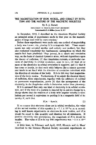 The Magnetization of Iron, Nickel, and Cobalt by Rotation and the Nature of the Magnetic Molecule