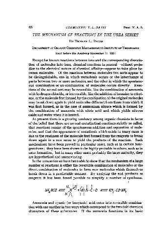 The Mechanism of Reactions in the Urea Series
