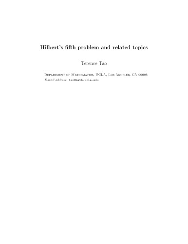 Hilbert's Fifth Problem and Related Topics