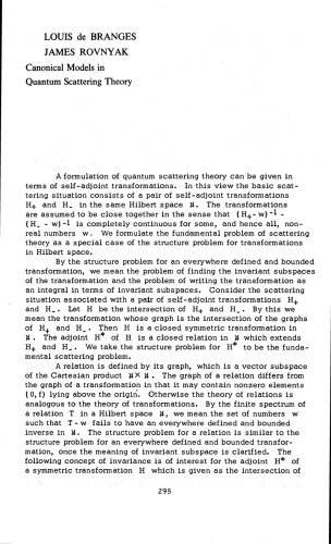Canonical Models in Quantum Scattering Theory