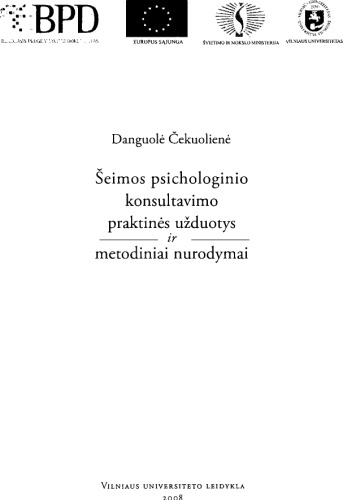 Šeimos psichologinio konsultavimo praktinės užduotys ir metodiniai nurodymai