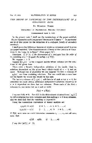 The Order of Vanishing of the Determinant of a Conjugate Base
