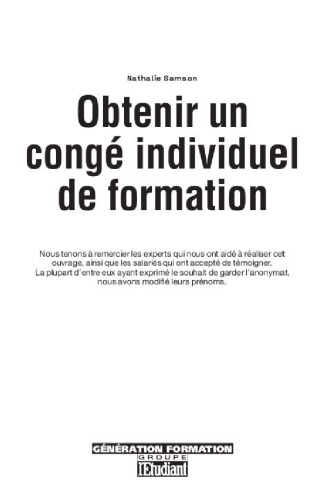 Obtenir un congé individuel de formation