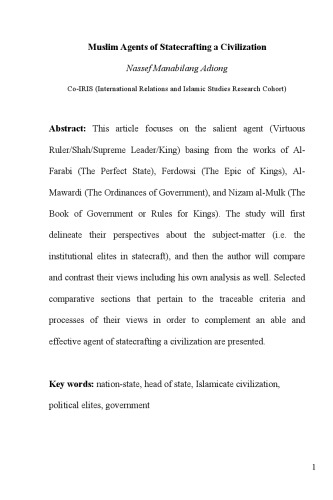 Muslim Agents of Statecrafting a Civilization