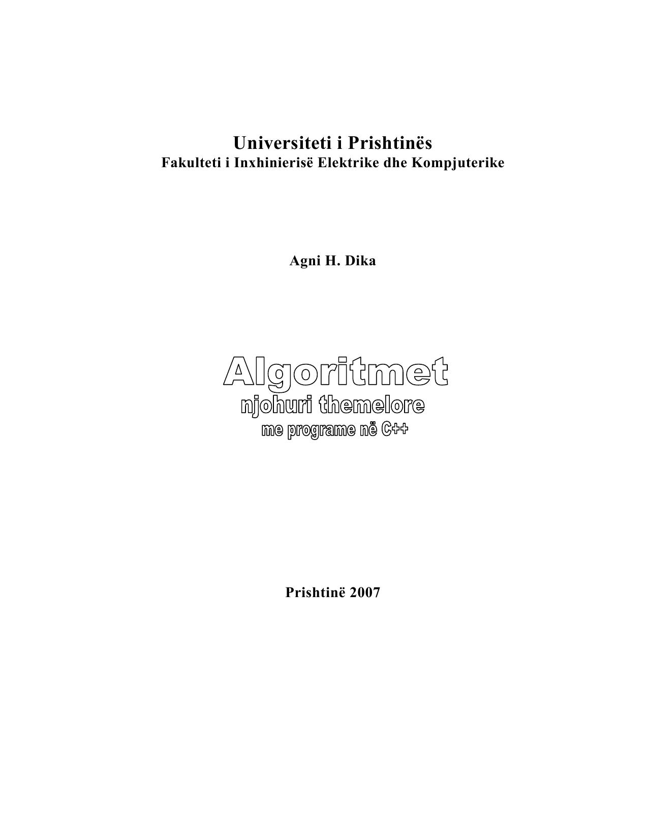 Algoritmet njohuri themelore me programe në C++