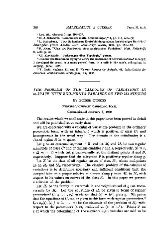The Problem of the Calculus of Variations in m-Space with End-Points Variable on Two Manifolds