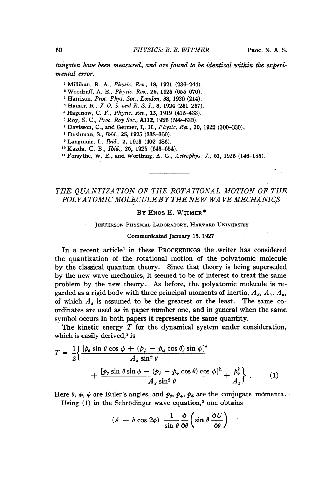The Quantization of the Rotational Motion of the Polyatomic Molecule by the New Wave Mechanics
