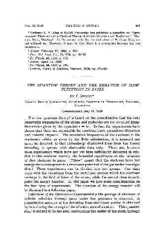 The Quantum Theory and the Behavior of Slow Electrons in Gases