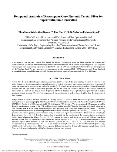 Design and Analysis of Rectangular Core Photonic Crystal Fiber for Supercontinuum Generation