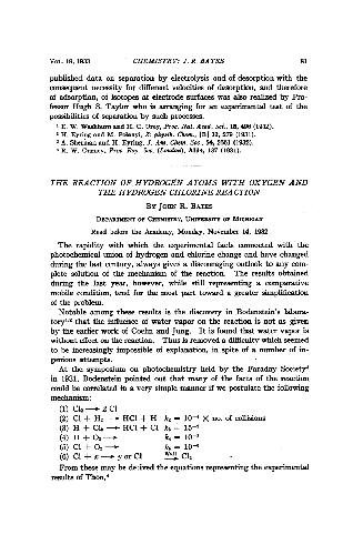 The Reaction of Hydrogen Atoms with Oxygen and the Hydrogen Chlorine Reaction