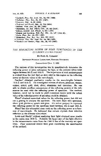 The reflecting power of some substances in the extreme ultra-violet