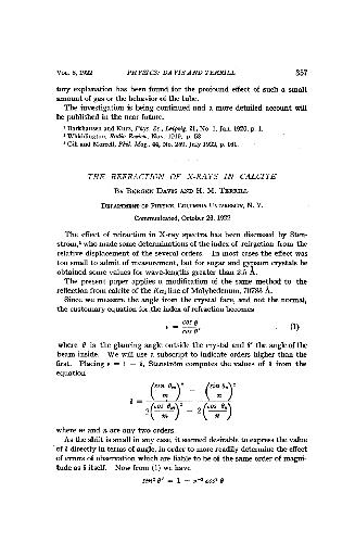 The Refraction of X-Rays in Calcite