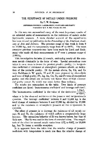 The Resistance of Metals Under Pressure