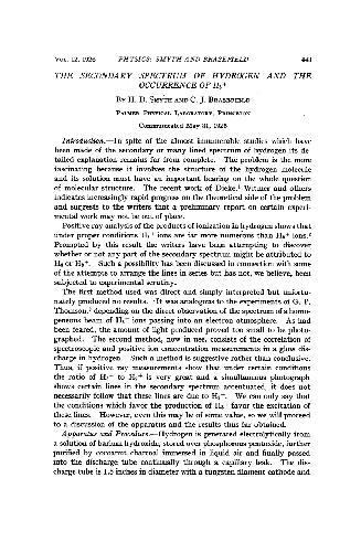 The Secondary Spectrum of Hydrogen and the Occurrence of H3+