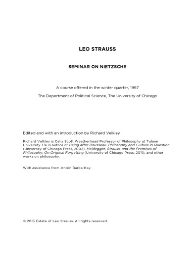 Seminar on Nietzsche