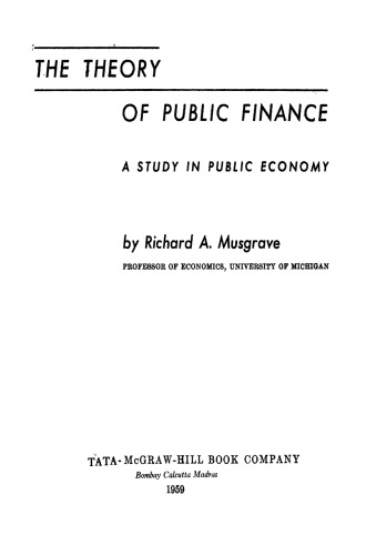 The Theory of Public Finance: A Study in Public Economy