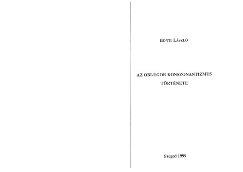 Az Obi-Ugor konszonantizmus története