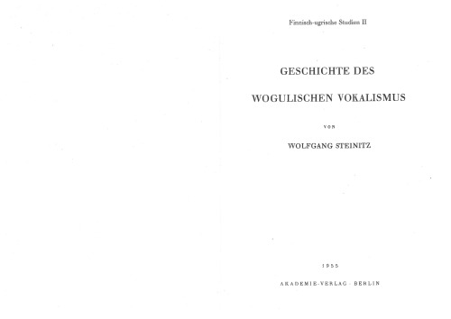 Geschichte des wogulischen Vokalismus