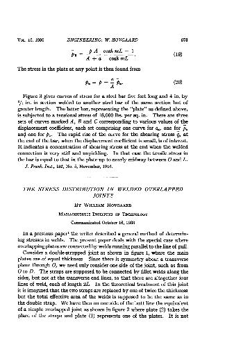 The Stress Distribution in Welded Overlapped Joints