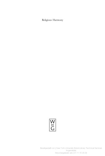 Religious Harmony: Problems, Practice, and Education