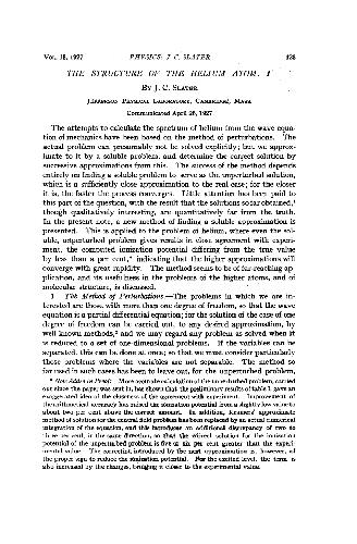The Structure of the Helium Atom I