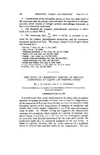 The Study of Absorption Spectra of Organic Compounds at Liquid Air Temperatures