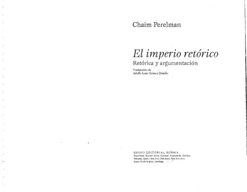 El imperio retórico. Retórica y argumentación