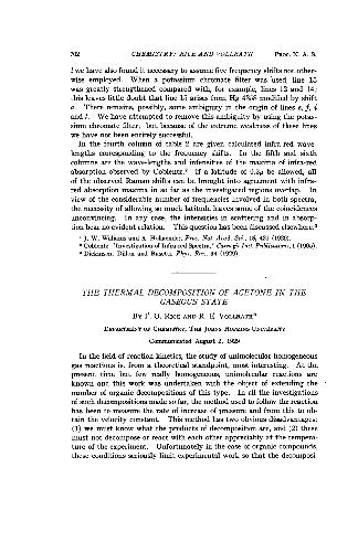 The Thermal Decomposition of Acetone in the Gaseous State